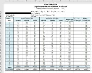 Florida Injection Well Report, Florida EPA Report, Excel Report